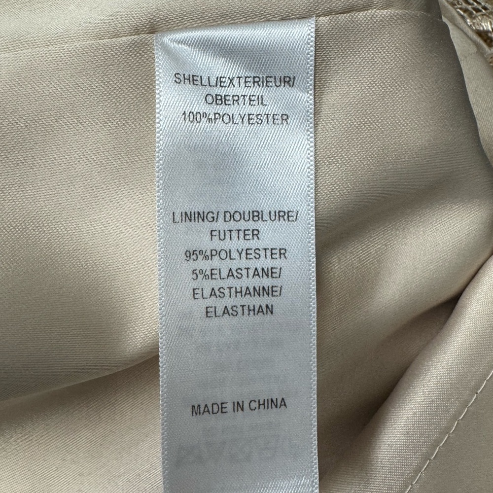 Adrianna Papell Strapless Embroidered Lace Cocktail Dress Gold Beige Size‎ 6 EUC - Picture 14 of 15